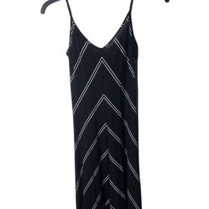 LOFT Black and White Striped Maxi Dress